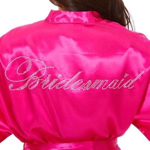 Brand New Hot Pink Satin Bridesmaids Robes